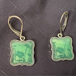 Greenish Teal Floral Earrings